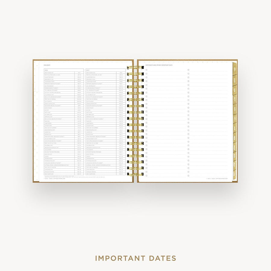 Day Designer 2026-27 daily planner: Caramel Latte Pebble Texture cover with holidays