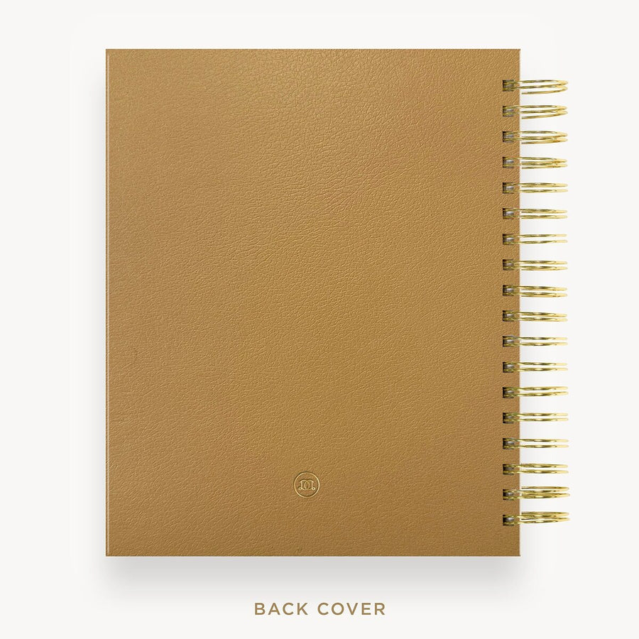 Day Designer 2026-27 weekly planner: Caramel Latte Pebble Texture cover with back cover with gold detail