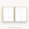 Day Designer 2026-27 mini weekly planner: Caramel Latte cover with entertainment party planner