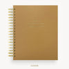 Day Designer 2026-27 weekly planner: Caramel Latte Pebble Texture hard cover, gold wire binding