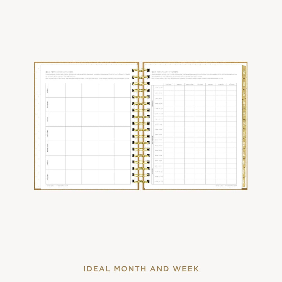 Day Designer 2026-27 weekly planner: Caramel Latte Pebble Texture cover with ideal week worksheet