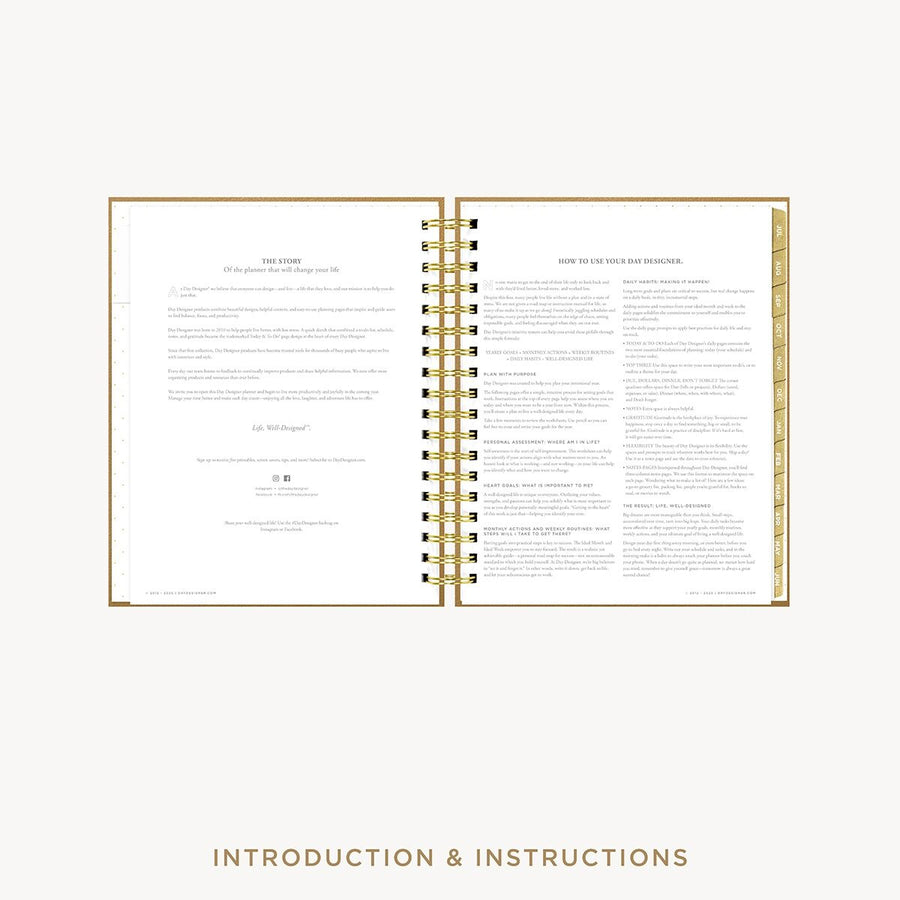 Day Designer 2026-27 weekly planner: Caramel Latte Pebble Texture cover with introduction