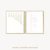 Day Designer 2026-27 weekly planner: Caramel Latte Pebble Texture cover with pocket and gold stickers