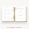Day Designer 2026-27 mini weekly planner: Caramel Latte cover with self assessment worksheet