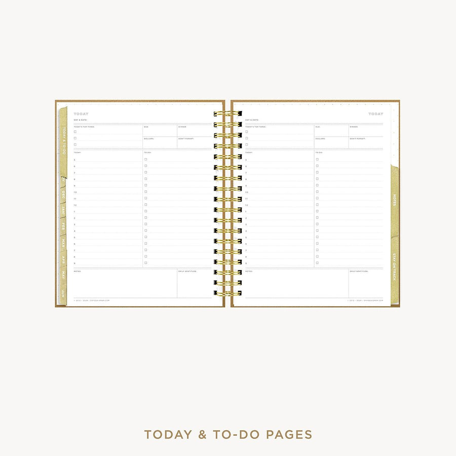 Day Designer 2026-27 weekly planner: Caramel Latte Pebble Texture cover with undated daily planning pages