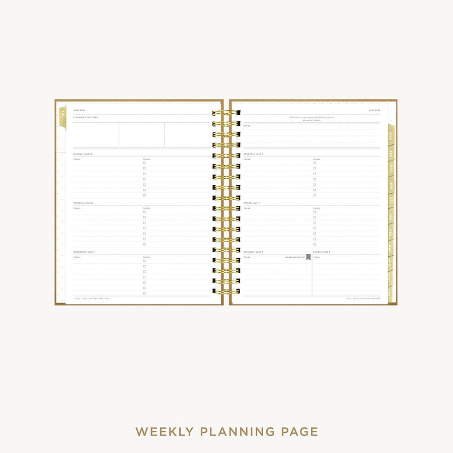 Day Designer 2026-27 weekly planner: Caramel Latte Pebble Texture cover  with weekly planning pages