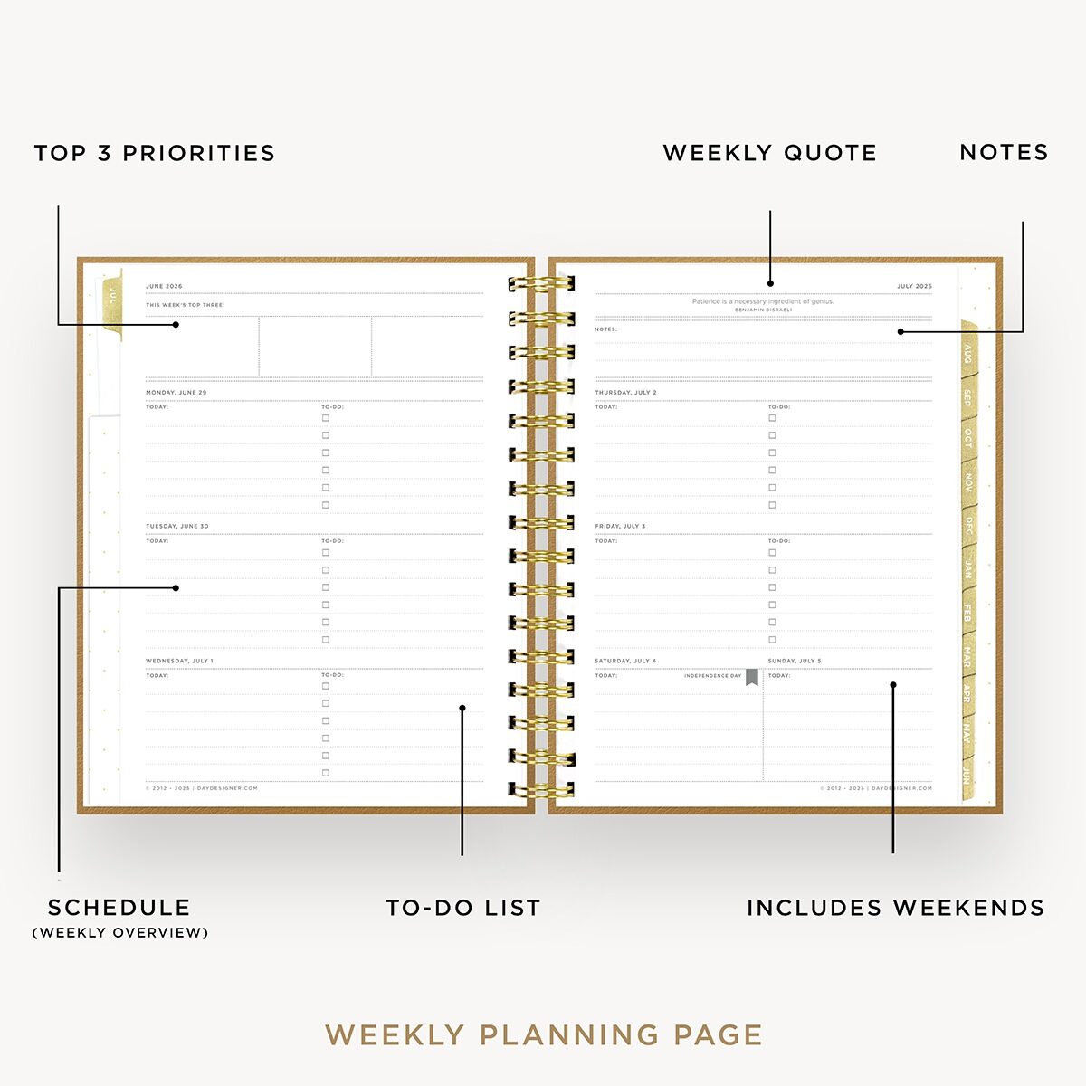 2026-27 Mini Weekly Planner: Caramel Latte Pebble Texture