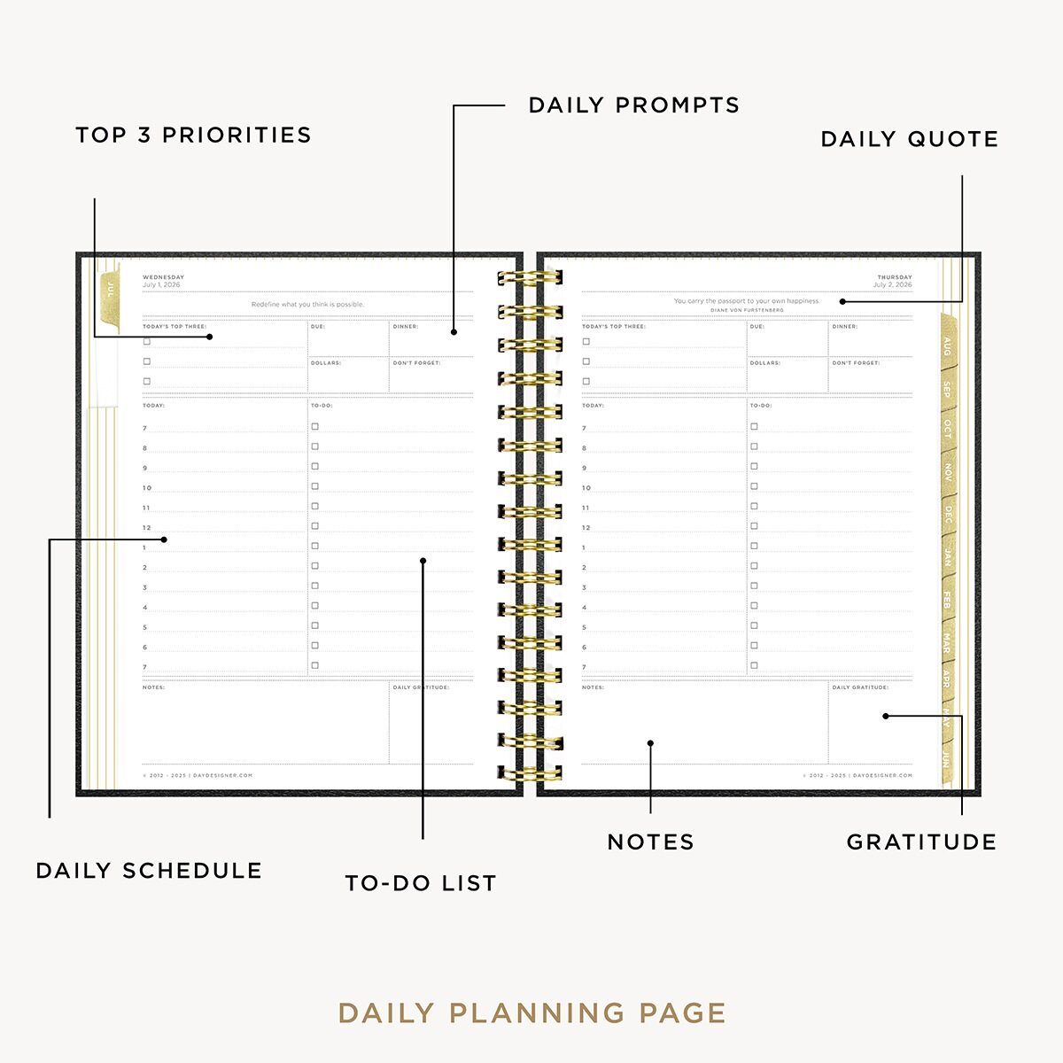 2026-27 Mini Daily Planner: Classic Black Pebble Texture