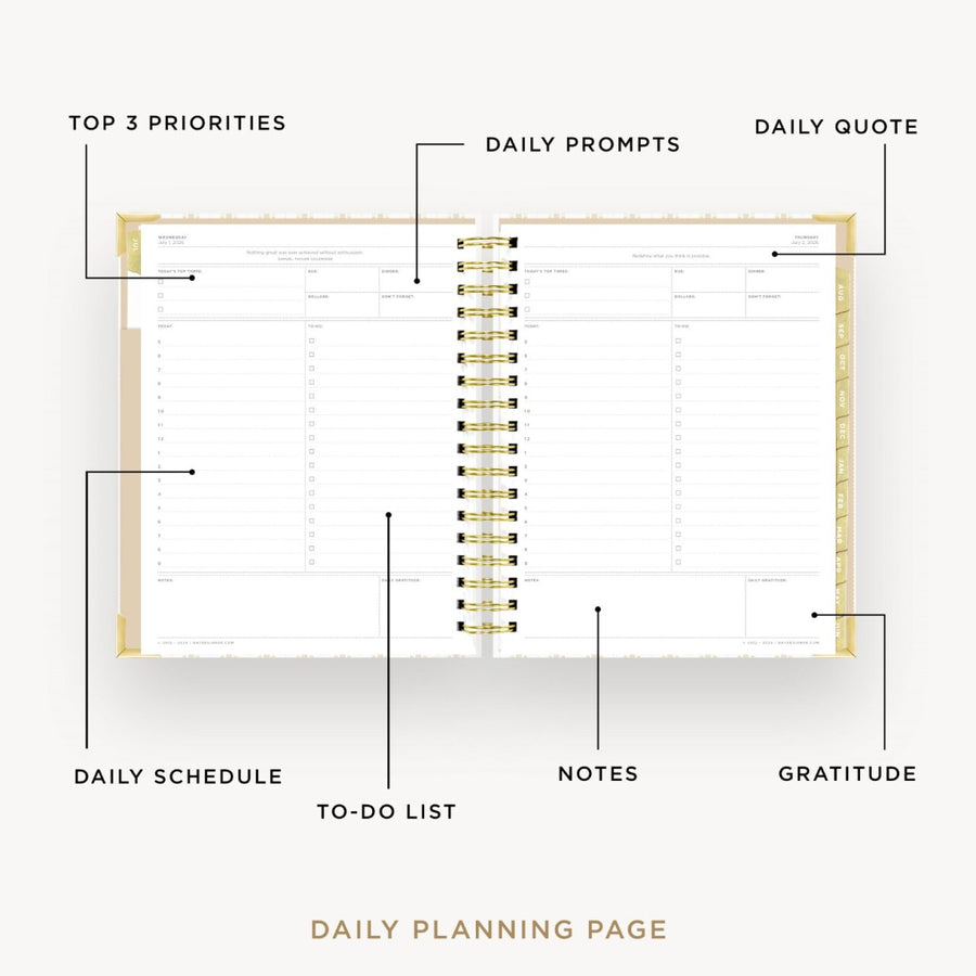 Day Designer 2026-27 daily planner: Ticking Stripe opened with captions of contents