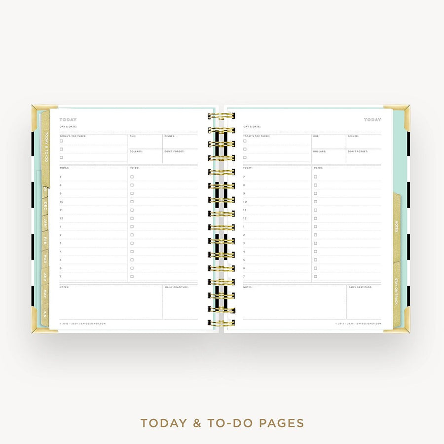 Day Designer 2026-27 mini weekly planner: Black Stripe cover with undated daily planning pages