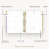 Day Designer 2026-27 weekly planner: Belle Vie opened with captions of contents