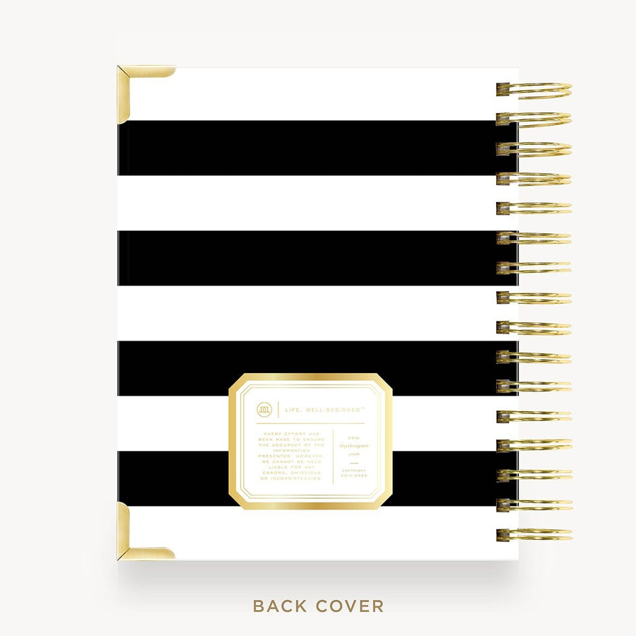 Day Designer 2026-27 mini weekly planner: Black Stripe cover with back cover with gold detail