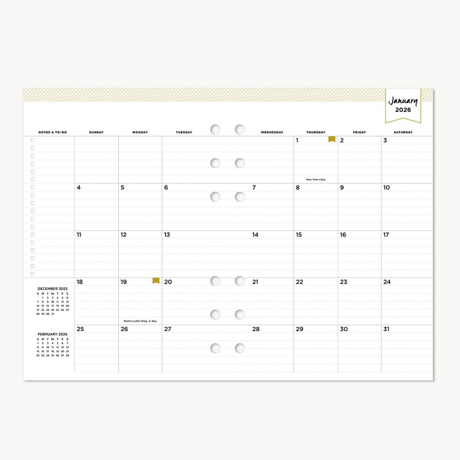 Calendar with moon phases for January 2026 on a white background