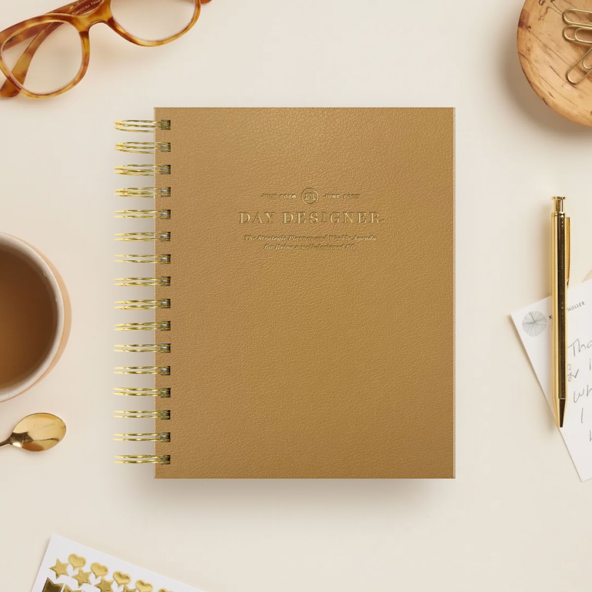 2026-27 Mini Weekly Planner: Caramel Latte Pebble Texture