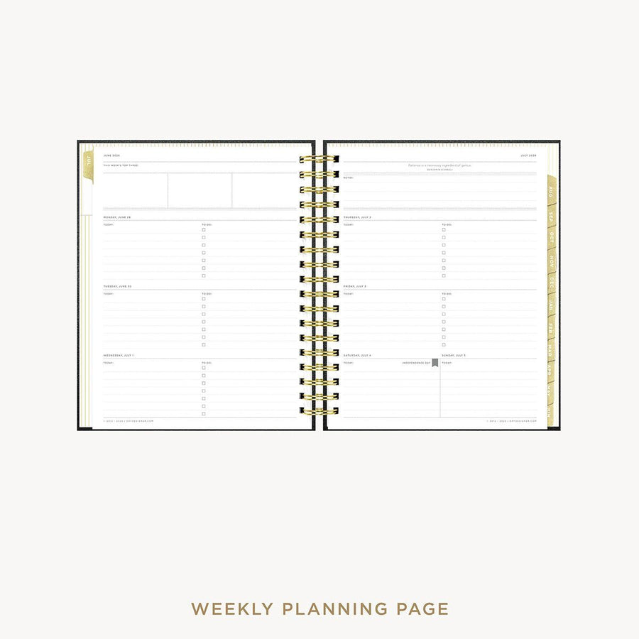 Day Designer 2026-27 weekly planner: Classic Black Pebble Texture cover  with weekly planning pages