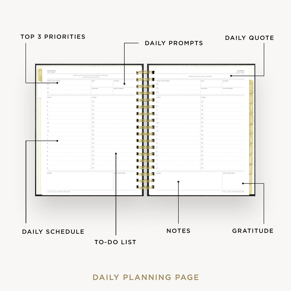 2026-27 Daily Planner: Classic Black Pebble Texture