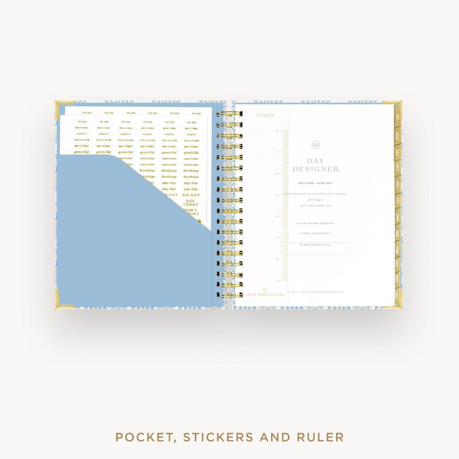 Day Designer 2026-27 daily planner: Grand Shell cover with pocket and gold stickers