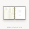 Day Designer 2026-27 daily planner: Classic Black Pebble Texture cover with pocket and gold stickers