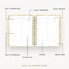 Day Designer 2026-27 daily planner: Lemon Floral Sage opened with captions of contents
