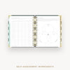 Day Designer 2026-27 daily planner: Black Stripe cover with self assessment worksheet