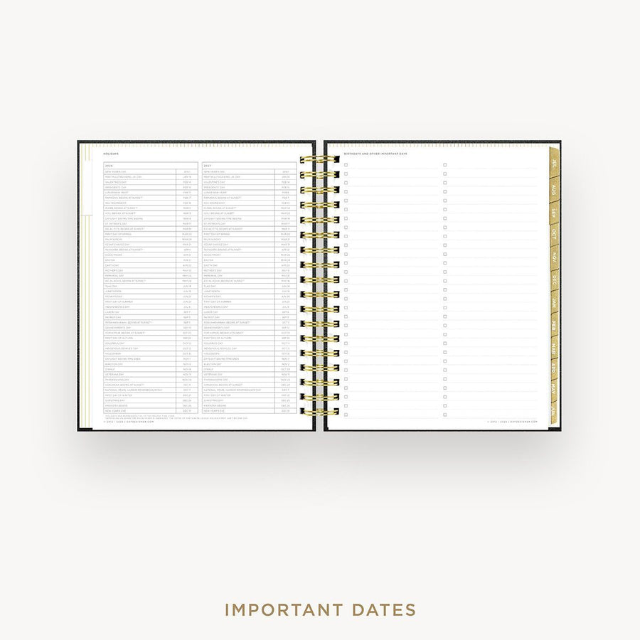 Day Designer 2026-27 daily planner: Classic Black Pebble Texture cover with holidays