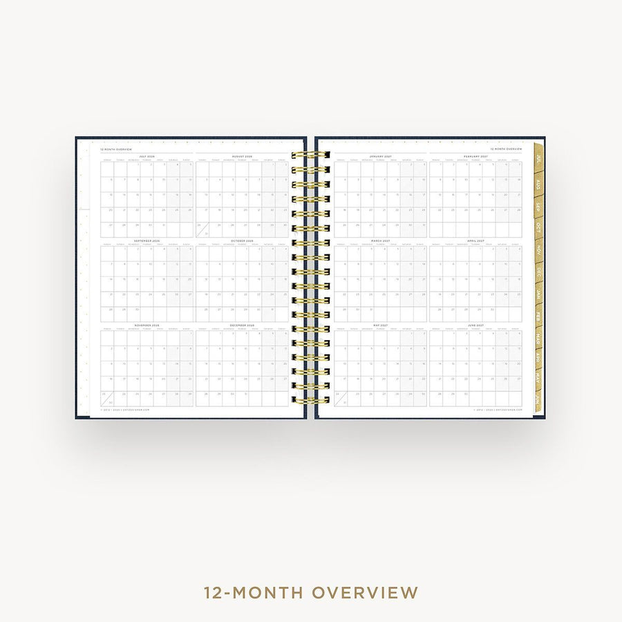 Day Designer 2026-27 daily planner: Navy Bookcloth cover with 12 month calendar
