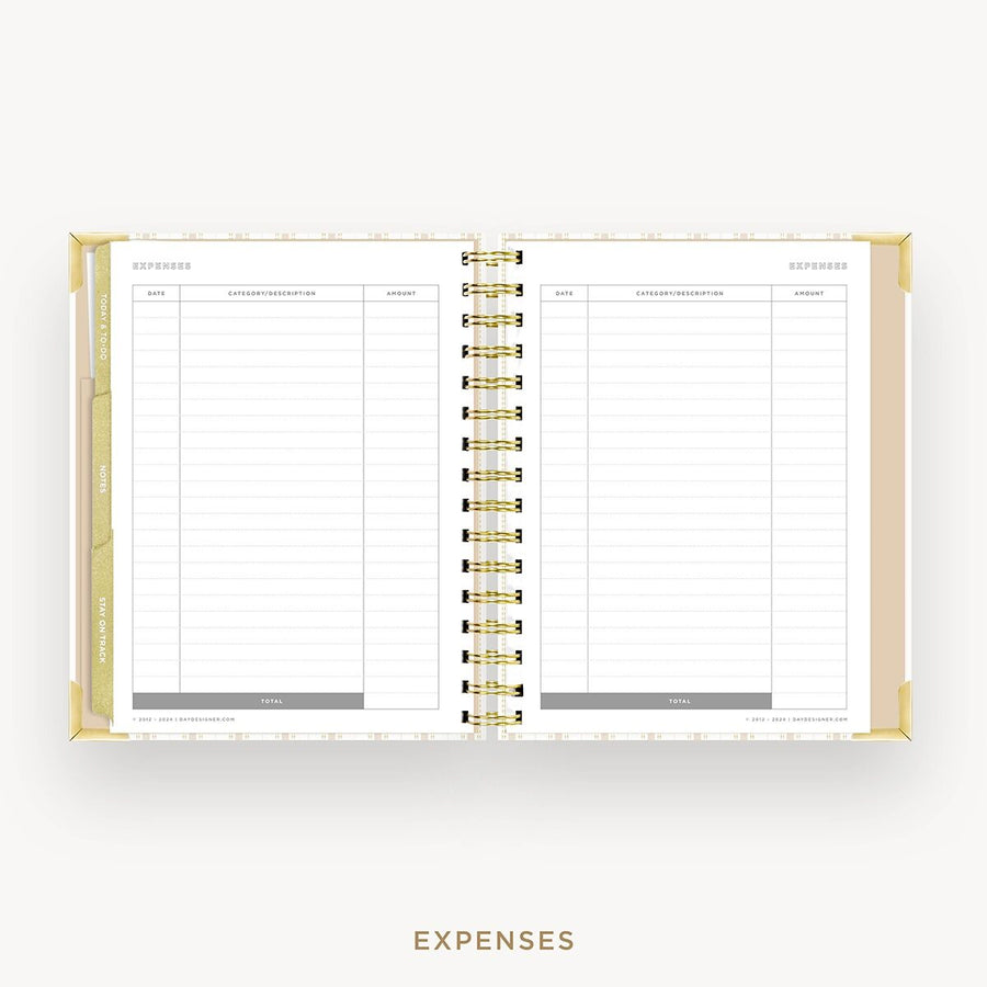 Day Designer 2026-27 mini weekly planner: Ticking Stripe cover with expense tracking pages