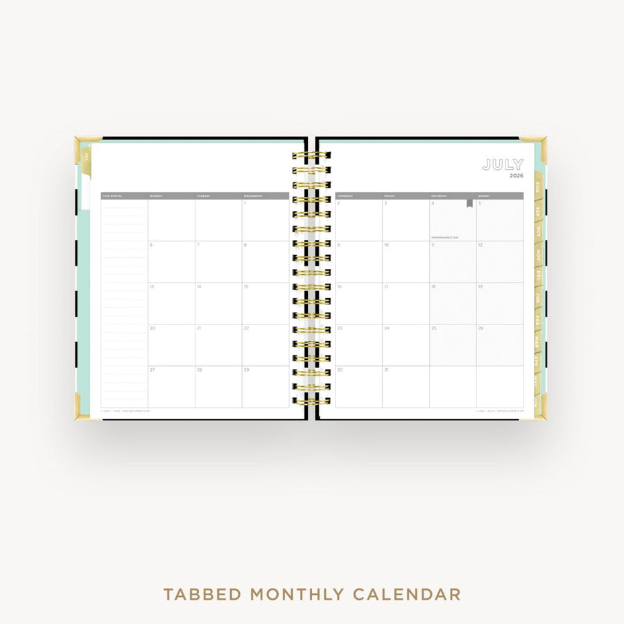 Day Designer 2026-27 daily planner: Black Stripe cover with monthly calendar