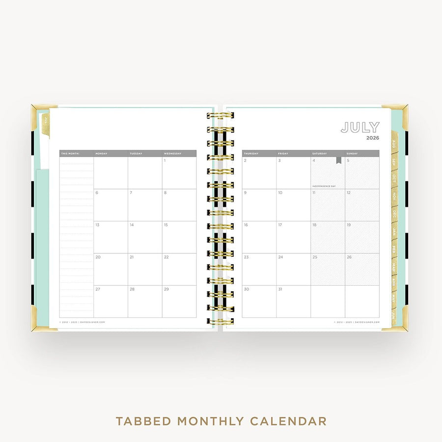 Day Designer 2026-27 mini weekly planner: Black Stripe cover with monthly calendar