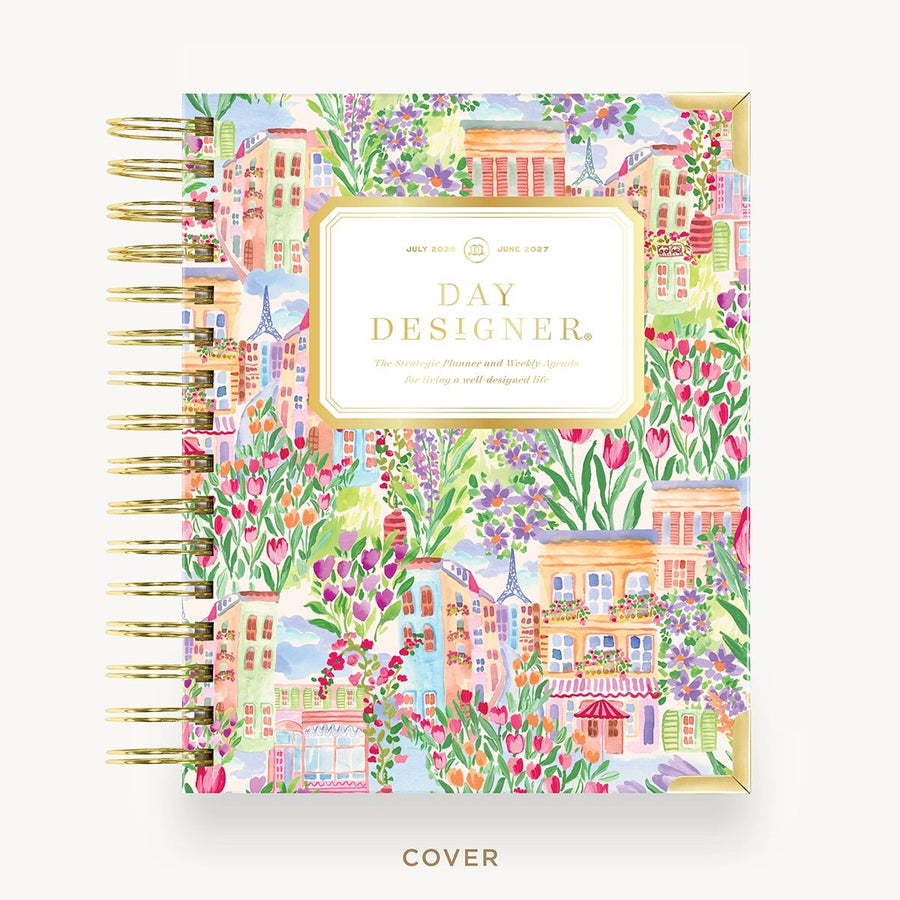 Day Designer 2026-27 mini weekly planner: Belle Vie hard cover, gold wire binding