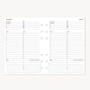 Black and white planner page with daily tasks and notes.