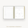 Day Designer 2026-27 daily planner: Charcoal Bookcloth cover with self assessment worksheet