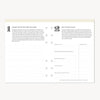 Sheet of paper with text and checkboxes on a white background