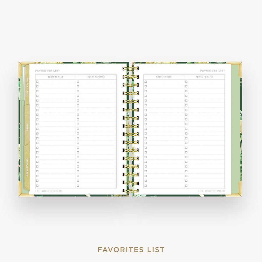 Day Designer 2026 mini weekly planner: st barts cover with favorite books and movies pages