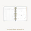 Day Designer 2026-27 weekly planner: Navy Bookcloth cover with self assessment worksheet
