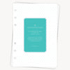 Planner cover with teal label on a white background