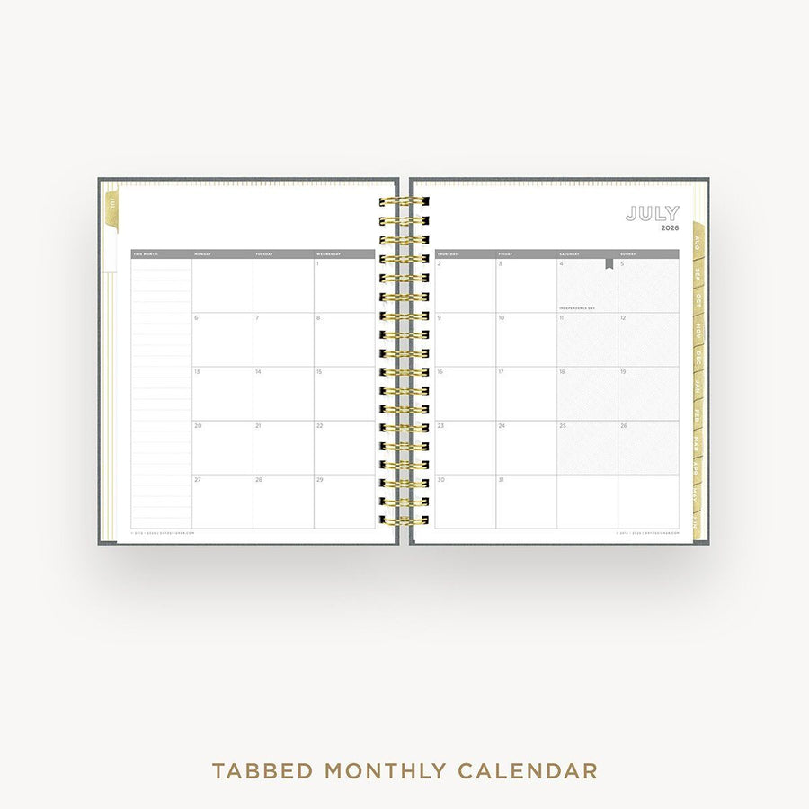 Day Designer 2026-27 daily planner: Charcoal Bookcloth cover with monthly calendar