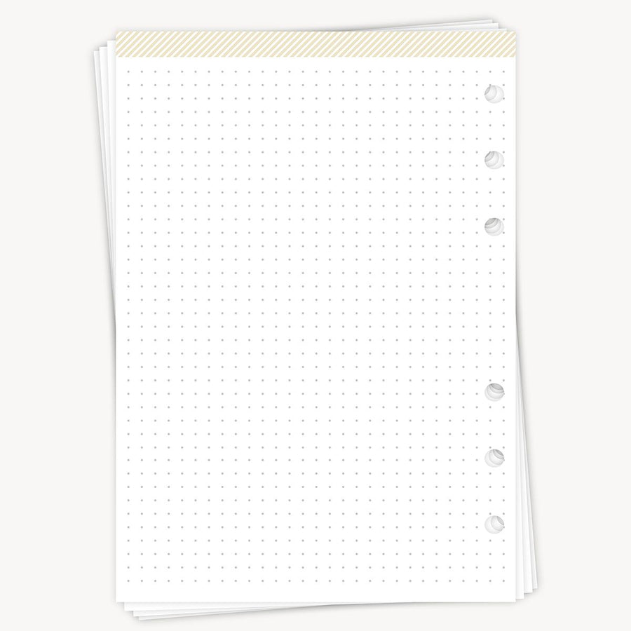White notebook with ruled pages on a white background