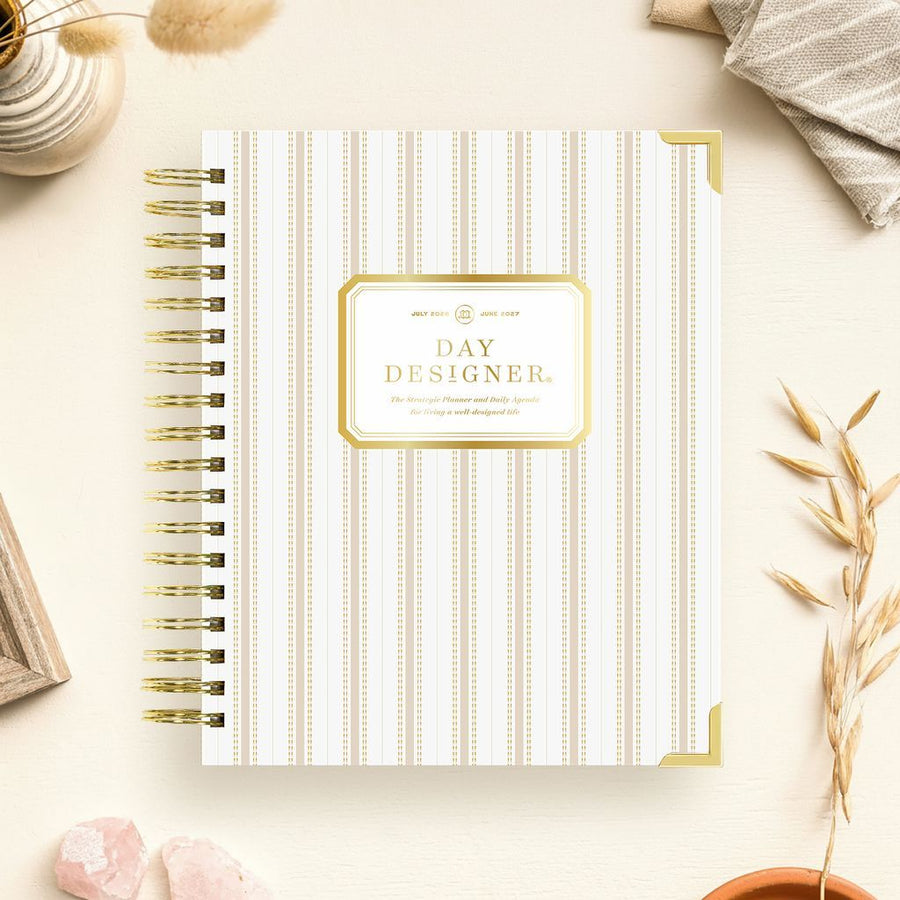 Day Designer 2026-27 daily planner: Ticking Stripe beautiful cover agenda book