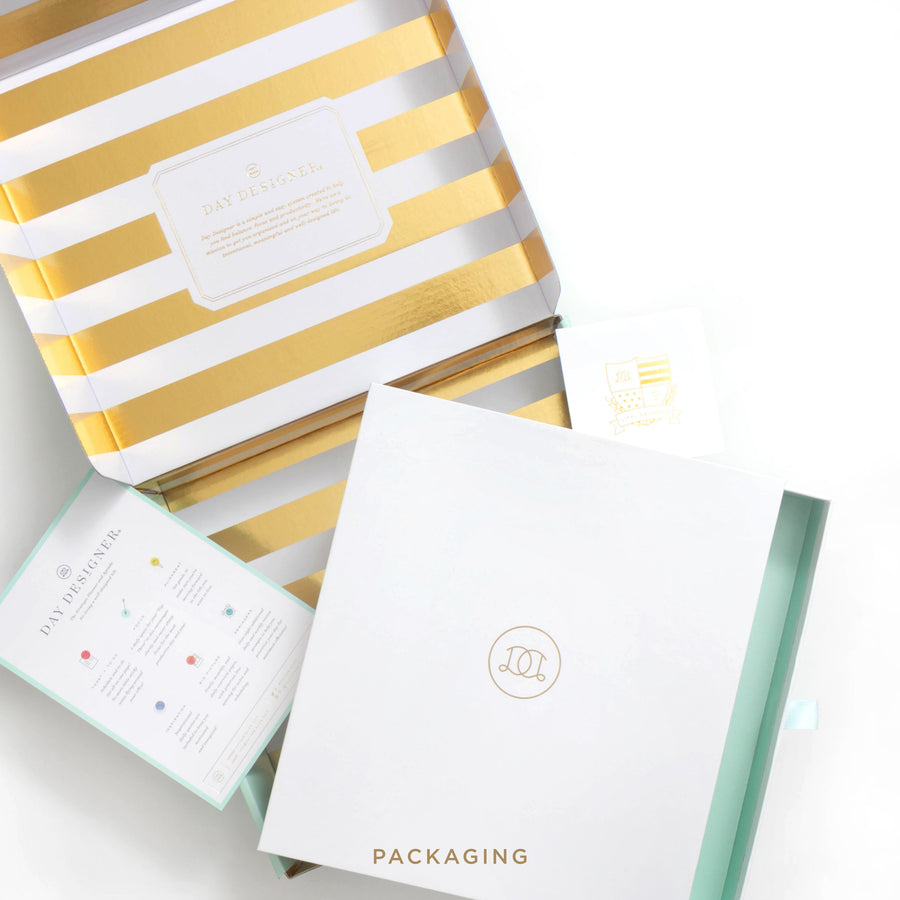 Day Designer 2026-27 mini daily planner: Black Stripe with gift packaging
