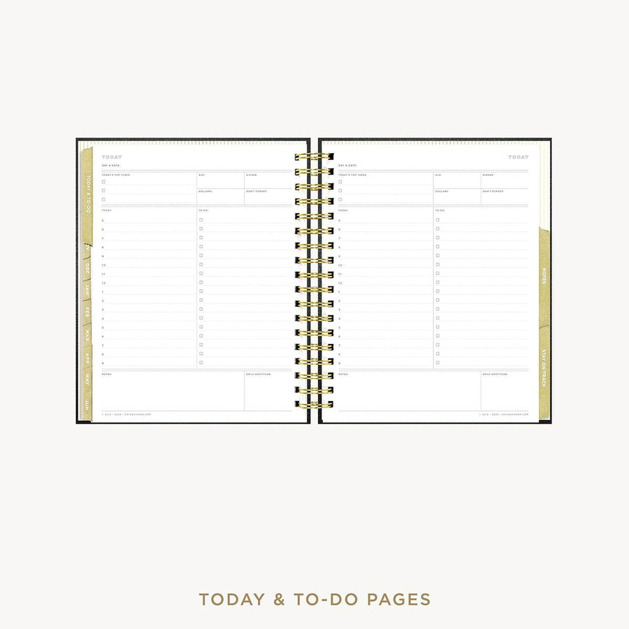 Day Designer 2026-27 weekly planner: Classic Black Pebble Texture cover with undated daily planning pages