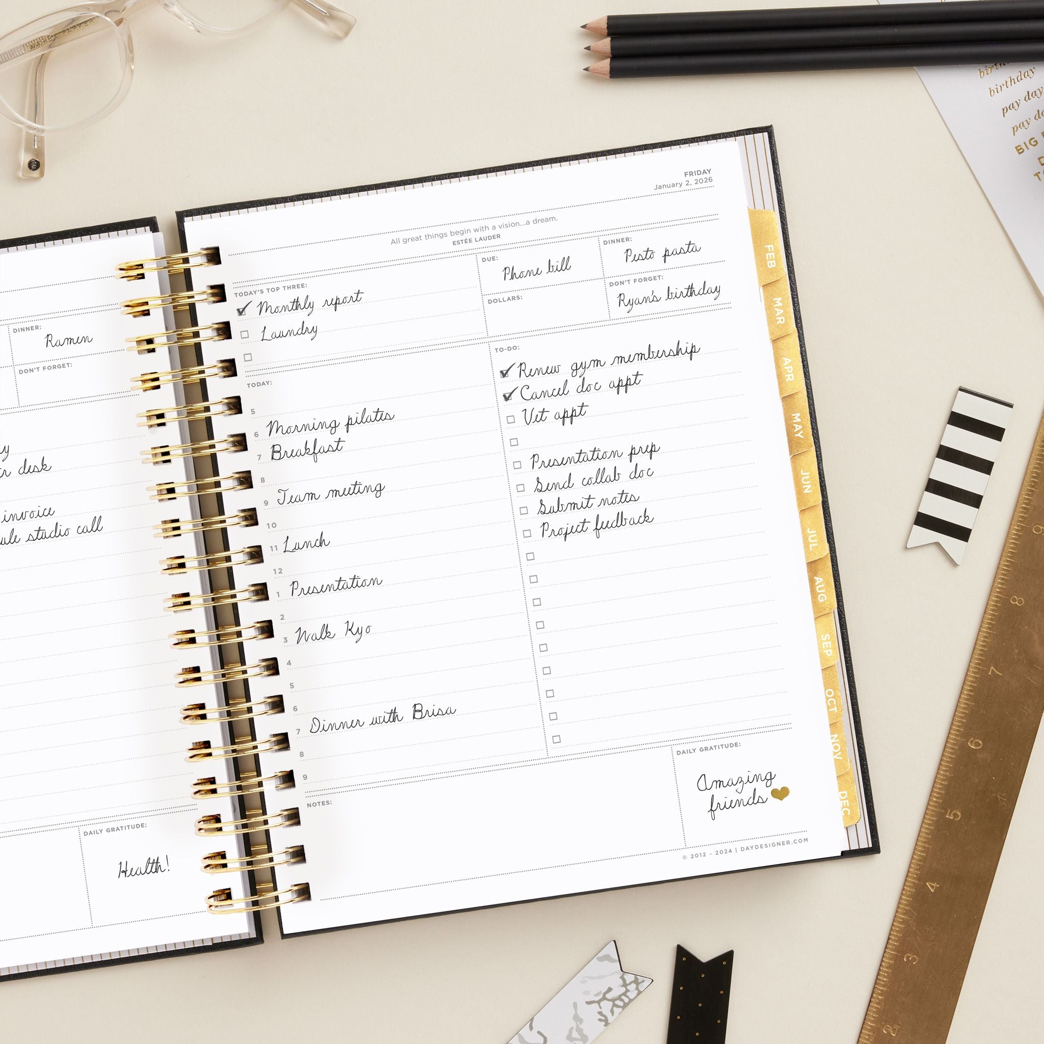 2026 Daily Planner: Classic Black Pebble Texture