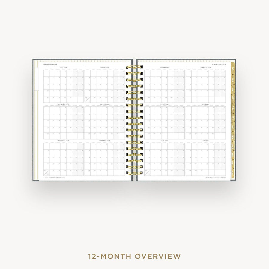Day Designer 2026-27 daily planner: Charcoal Bookcloth cover with 12 month calendar