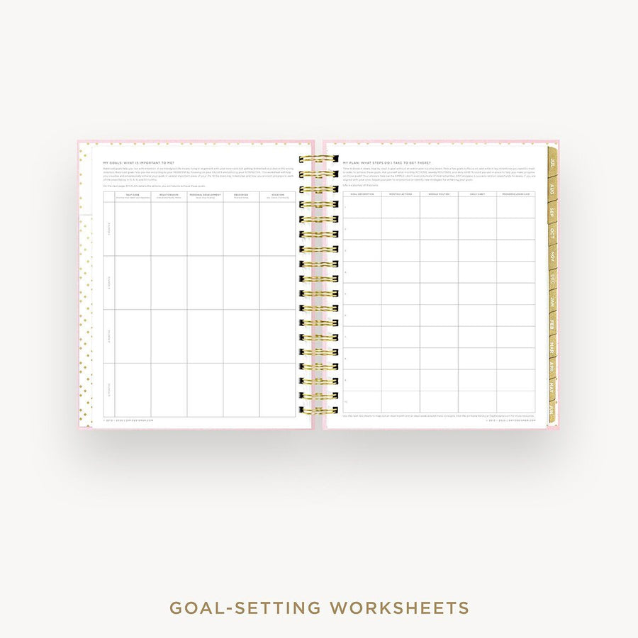 Day Designer 2026-27 daily planner: Peony Bookcloth cover with goals worksheet