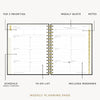 Day Designer 2026-27 mini weekly planner: Classic Black Pebble Texture opened with captions of contents