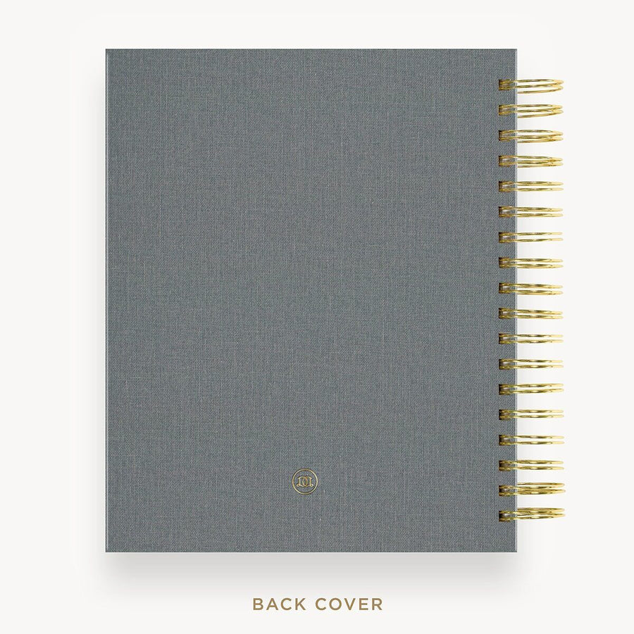 Day Designer 2026-27 daily planner: Charcoal Bookcloth back cover with gold detail