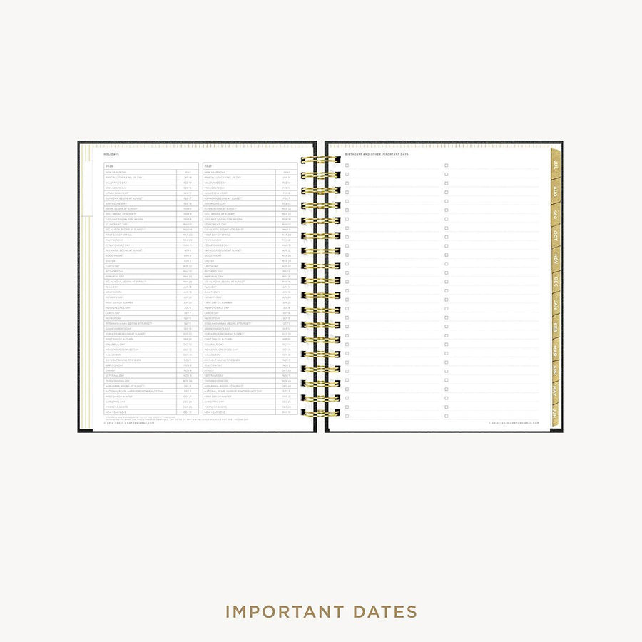 Day Designer 2026-27 weekly planner: Classic Black Pebble Texture cover with holidays page