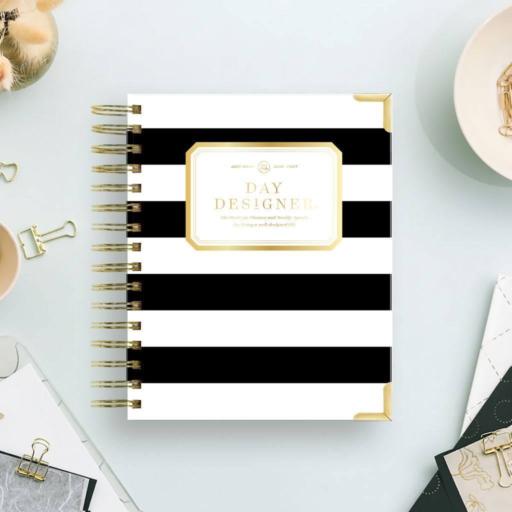 2026-27 Mini Weekly Planner: Black Stripe