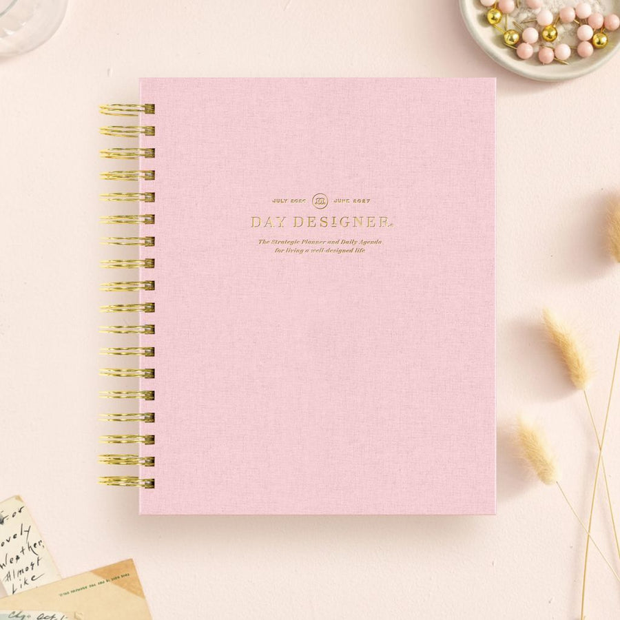 Day Designer 2026-27 daily planner: Peony Bookcloth beautiful cover agenda book