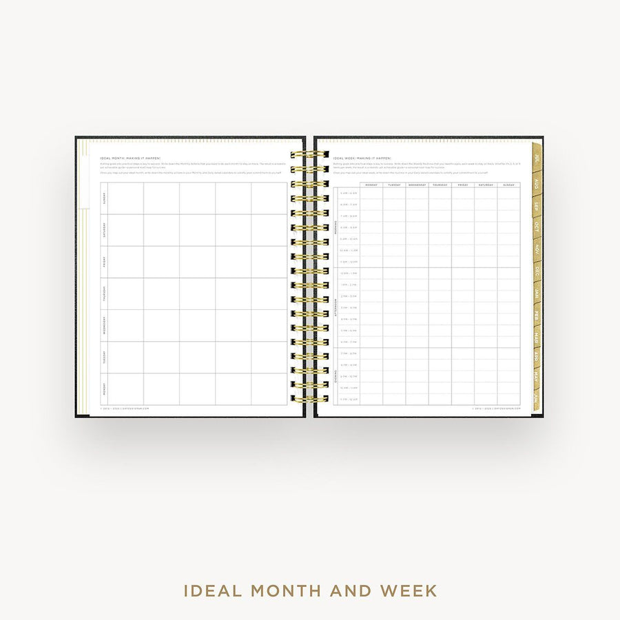 Day Designer 2026-27 daily planner: Classic Black Pebble Texture cover with ideal week worksheet
